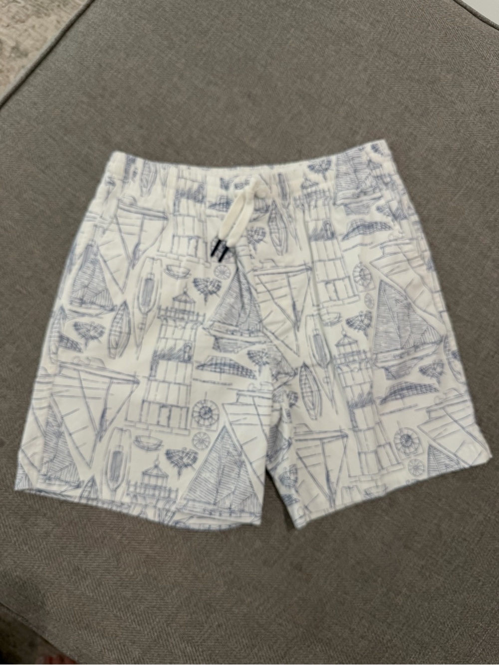 Vineyard Vines White Shorts with Navy Nautical Sketch